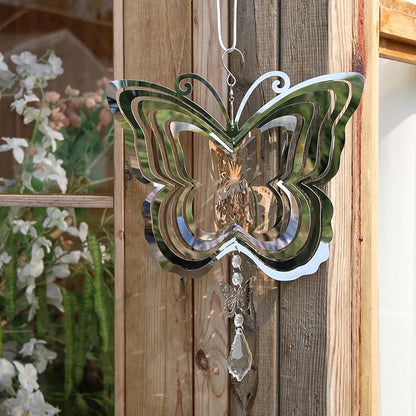Phuryllic Wind Spinners Outdoor, Garden Decor, Bird Deterrents for Outside, 3D Metal Yard Decorations for Patio & Porch, Unique Gardening Gifts for Women & Moms - Butterfly Decor