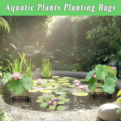 6 Pcs Pond Planting Bags, Mesh Aquatic Pond Lily Planter with Handles Reusable Water Gardens Plant Pots for Aquatic Plants, Marsh Plant Garden Terrestrial Plant (6)