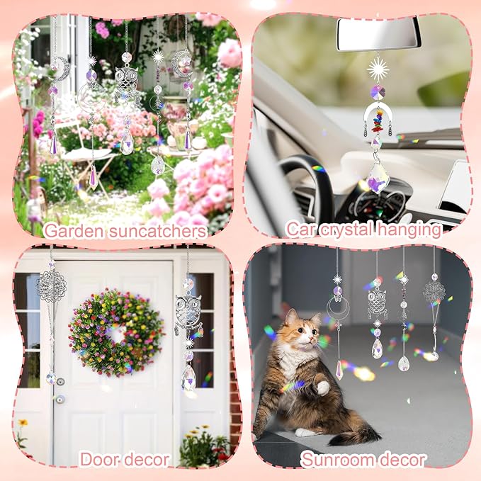Tarklanda 460 PCS DIY Crystal Suncatcher Craft Kit - Rainbow Maker Hanging Sun Catchers with Hooks Chains Colorful Prism Pendants for Window Garden Home Decor Wedding Birthday Gifts