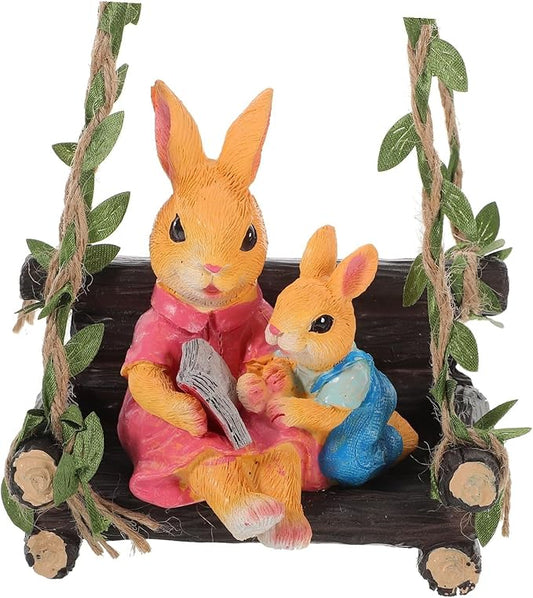 Cute Statues Creative Hanging Rabbit Statue Outdoor Garden Tree Ornament Backyard Decor