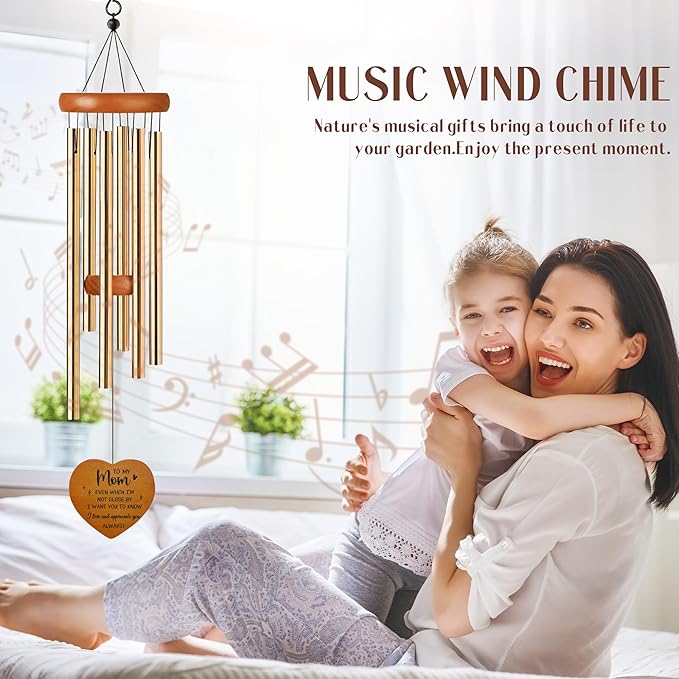 Mom Gifts Wind Chime - Metal Windchimes Indoor Outdoor Hanging Decor Waterproof Garden Patio Decoration Appreciation Mother's Day Birthday Gift for Best Mama Mother in Law from Daughter Son