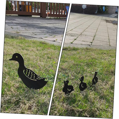 BESPORTBLE 4pcs Hollow Lawn Sculptures Metal Garden Decor for Backyard Unique Iron Garden Statues Outdoor Art Rustic Home Adornment