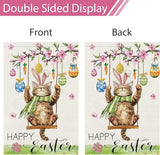 Heyfibro Happy Easter Cute Cat Garden Flag 28x40 Double Sided Burlap, Spring Summer Magnolia Flower Easter Egg Small Yard Banner for Seasonal Holiday Farmhouse Yard Outdoor Decor(ONLY FLAG)