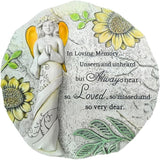 Memorial Garden Stone, Floral Angel with Sunflowers Pattern, Stepping Stone & Wall Decoration – in Loving Memory
