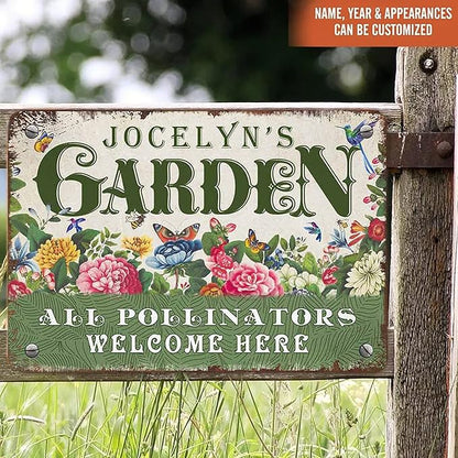 Personalized Metal Signs with Name Made in USA Custom Vintage Garden Sign Waterproof Vintage Decorative Metal Print for Wall Decor Customized Home Garden Ideas Gifts Artwork Prints for Yard Ourdoor