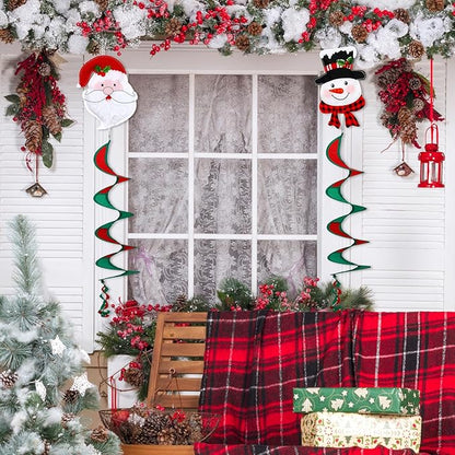 NOVWANG 2 Pcs Christmas Wind Spinners, 40 Inch Christmas Santa Snowman Wind Spinners Winter Outdoor Hanging Decorations for Holiday Indoor Outdoor Yard Patio Lawn Garden Decor