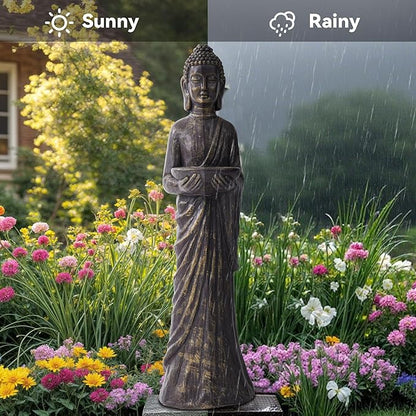 42" Extra-Large Buddha Outdoor Statue, Tall Zen Meditative Buddha Figures, Durable Weatherproof MGO Sculpture for Garden, Patio, Yard, Porch or Indoor, Gold-Black Antique Finish Home Decor Gift