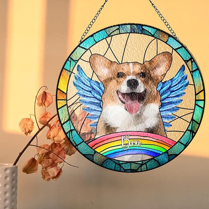 NAZENTI Custom Fur Memorial Suncatcher, Personalized Dog Breeds Suncatcher, Ornament Loss of Pet, Sympathy Gift for Loss of Pet Window Hangings, Dog Lovers Memorial Gift, Home Decor