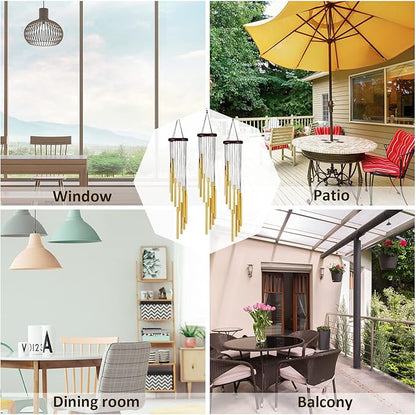6 Pieces 28 Deep Tone Memorial Wind Chimes with 6 Aluminum Tubes Gold Aluminum Tubes Soothing Melody for Outdoor Garden Patio Home Farmhouse Decor