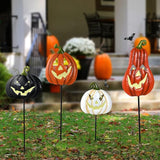 Halloween/Thanksgiving Metal Stakes Pumpkin, Jack o Lantern Spooky Faces Smile with Luminous Effect, Garden Yard Signs, Halloween Pumpkins Outdoor, Pumpkin Decorations Outdoor,Set of 4