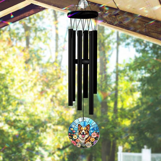Personalized Pet Memorial Wind Chimes, Sympathy Gift for Loss of Dog Cat Lovers, Custom Photo Crystal Memory Ornament, Pet Remembrance Keepsake, Memorial Windchimes for Grandma Mom Garden Décor