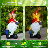 Spring Gnomes Garden Statues Decor, Solar Waterproof Large Gnome with LED Lights Funny Garden Sculptures Outdoor Patio Yard Decorations Lawn Ornaments Gifts for Women Mom