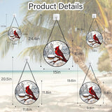 Stained Glass Window Hanging Cardinal Bird Winter Snow Scene 9.8" - Suncatcher Door Garden Sunroom Sun Catcher Home Decor Birthday Christmas for Mom Men Woman Nana