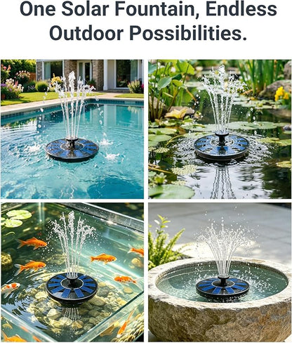Solar Bird Bath Fountain Pump 5.2" | Floating Solar Fountain with 6V 1.2W Panel | Solar Water Pump for Bird Bath, Pond, Garden & Outdoor Water Features | 5 Spray Patterns