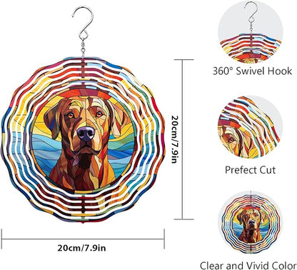 Labrador Retriever Wind Spinner Dog Memorial Gifts, Vibrant 3D Kinetic Aluminum Metal Yard Art, Loss of Dogs Sympathy Gifts, Hanging Outdoor Garden Decor, 8" Wind Sculptures for Patio, Porch (LR 2)