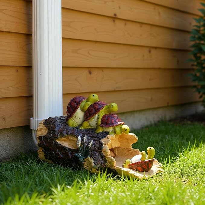 Turtles Statue Gutter Downspout Extensions, Rain Gutter Downspout Splash Block Cover Sculpture Decorative, 3" × 4" Downspouts