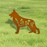 Dog Garden Stake - Unique Gift for Dog Lovers,Black Metal Outdoor Decor, Durable Yard Art Statue (Rust German Shepherd)