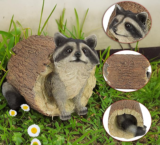 Teaeeno Garden Raccoon Decor Outdoor Animal Statue,Raccoon Decoration Large Lawn Ornament,Garden Animal Rustic Decor,Outdoor Decor Yard Lawn Home Decoration Yard Art,Outdoor Raccoons Gifts