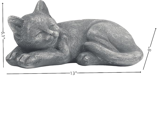 GENUINQ Garden Sleeping Cat Memorial Stone Cat Grave Marker Remembrance Kitten Statues for Garden,Patio,Lawn,Grave Decor Pet Sympathy Gift