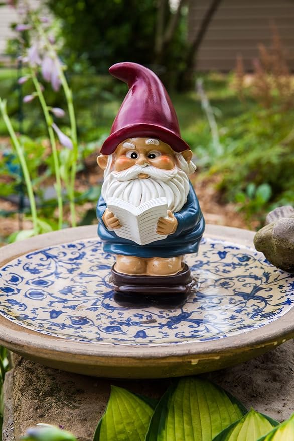 Funny Garden Gnome on a Throne, Durable Ceramic Statue Decoration, Weather-Proof Outdoor Gnomes for Yard Lawn Garden Decor, Housewarming Gag Gift - 9.5" Tall