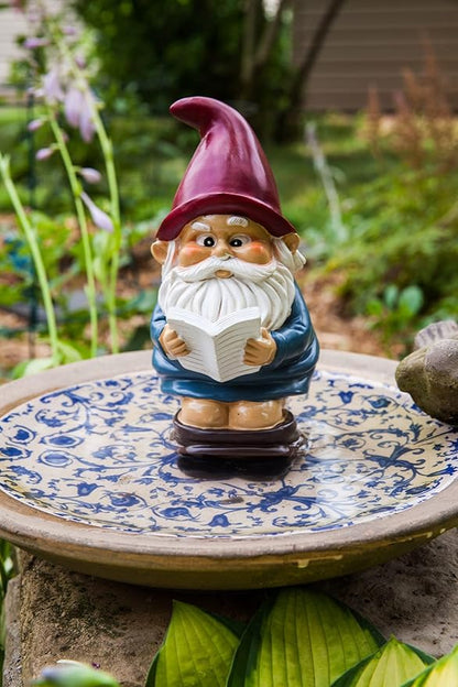 Funny Garden Gnome on a Throne, Durable Ceramic Statue Decoration, Weather-Proof Outdoor Gnomes for Yard Lawn Garden Decor, Housewarming Gag Gift - 9.5" Tall