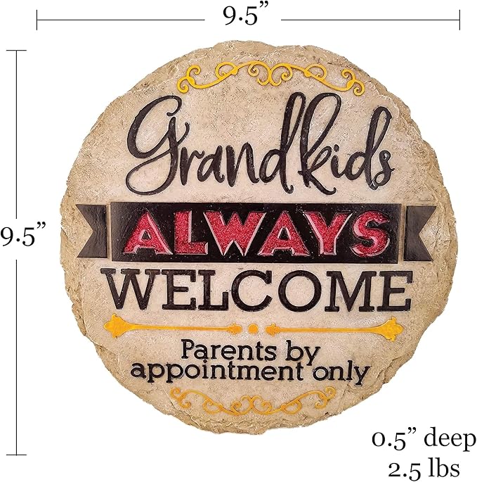 Spoontiques - Garden Décor - Grandkids Welcome Stepping Stone - Decorative Stone for Garden