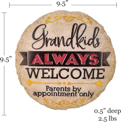 Spoontiques - Garden Décor - Grandkids Welcome Stepping Stone - Decorative Stone for Garden