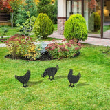 WADORN 3Pcs Chicken Metal Decorative Garden Stakes, Adorable Hen Silhouette Metal Outdoor Statues Animals Garden Ornament Gifts Black Yard Art Decoration for Outdoor Backyard Patio Lawn Walkways