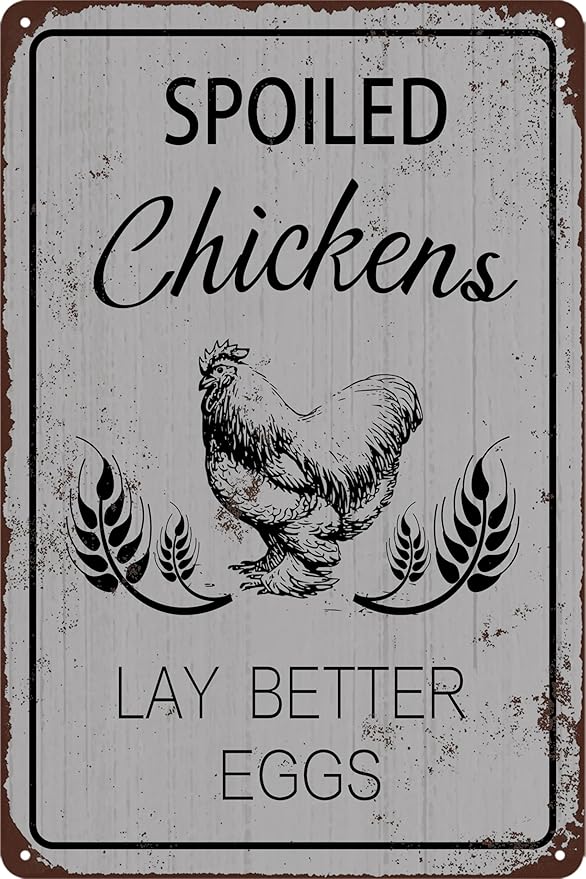 Funny Chicken Coop Sign Wall Decor Rustic Farmhouse Metal Chicken Signs for Coop Accessories Outdoor Wall Art Gift for Chicken Lovers Fresh Eggs Tin Sign for Yard Garden Home Kitchen Garden 8x12 Inch