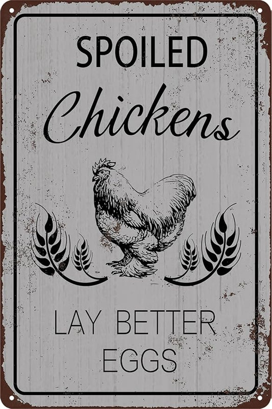 Funny Chicken Coop Sign Wall Decor Rustic Farmhouse Metal Chicken Signs for Coop Accessories Outdoor Wall Art Gift for Chicken Lovers Fresh Eggs Tin Sign for Yard Garden Home Kitchen Garden 8x12 Inch