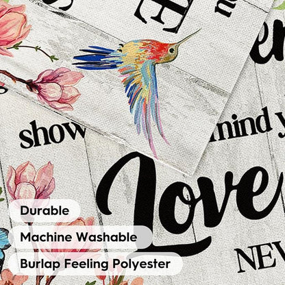 AVOIN colorlife Hummingbird Memorial Garden Flag 12x18 Inch Double Sided Outside, Love Never Dies Memorial Day Gravesite Saying Spring Yard Outdoor Decoration