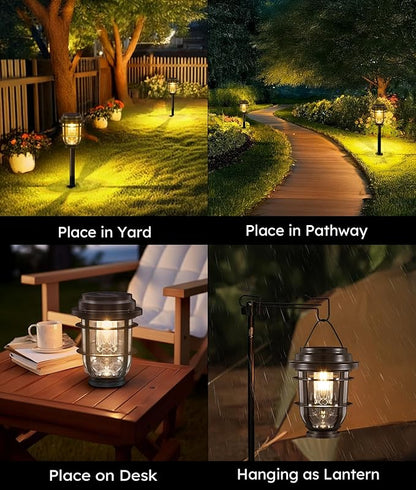 Vuees 4-Pack Solar Pathway Lights, Bright Auto Garden Lights Decor - Durable Landscape Lighting for Lawn, Patio, Walkway, Driveway, Housewarming Gift Ideas