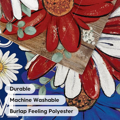 AVOIN colorlife Patriotic 4th of July Garden Flag 12x18 Inch Double Sided Outside, Floral Welcome Daisy Holiday Yard Outdoor Decoration