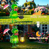 Solar Garden Lights Frog Statue with Solar Lantern Lights,15.62 in Tall Frog Garden Decor,Outdoor Forg Figurines Decorations for Patio Yard Lawn Ornaments Gifts for Birthday Housewarming Mother's Day
