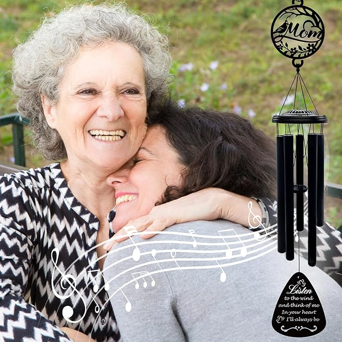 37'' Sympathy Gifts for Loss of Mom,Memorial Wind Chimes for Loss of Mother,Condolence Bereavement Gifts in Memory of Mom,Black