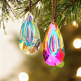 HDCRYSTALGIFTS 2pcs 89mm Hanging Crystal Prisms Suncatchers, Sun Catcher Indoor Window Rainbow Maker Crystals for Home Garden Decor Glass Ornaments for Christmas Tree