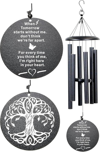 The Wind Chime CO Memorial Wind Chimes, 40" Inch Sympathy Wind Chimes Gift for The Loss of A Loved one, Home Decor Outdoor Garden, Soothing Melodic Tones (Black #1)