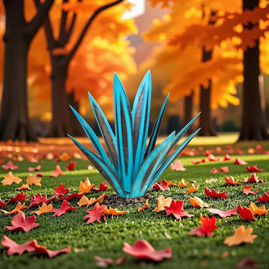 Tequila Rustic Sculpture, Metal Agave Plant Home Decor, DIY Hand Painted Metal Agave, Garden Yard Sculpture Lawn Home Art Decoration Statue, Garden Ornaments Outdoor Decor (Blue)