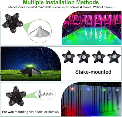 Outdoor Ground & Underwater Pond Lights 47ft - RGB Music Sync, IP68 Waterproof DIY Scene Modes, Works with Alexa Google Assistant, Safe 12V Low-Voltage Path Lights for Garden Patio Pool Wedding Party