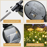 4 Pack Solar Garden Lights Outdoor, 24 LED Firefly Light, Solar Fairy Lights for Outside Waterproof, 2 Modes, Fairy Lightss for Garden Pathway & Patio Decor
