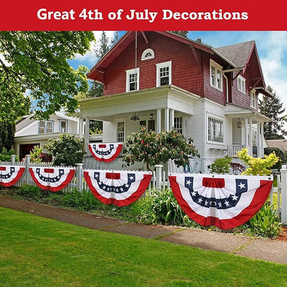2 x 4 Ft American Bunting Flags Outdoor, US Flag Bunting for Outside, Patriotic Half Fan Bunting Flag with Brass Grommets for 4th of July Indoor Outdoor (Set of 4)