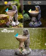 Nacome Solar Cat Statue for Garden Decor: IP44 Weatherproof Resin with Automatic Lighting - No Installation- Outdoor Yard Patio Balcony Art - Birthday Gifts for Bird Lovers Mom Grandma Women