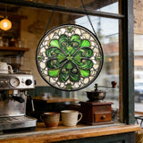 DASTOLL Stained Glass Window Hanging St. Ripak Festival Green Lucky Clover 7.8" - Suncatcher Door Garden Sun Catcher Ireland Decor Mother's Day for Mom Woman Her Men Sisters