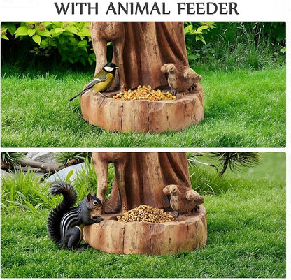 St Francis Garden Statue Outdoor All-Weather, 25" H Religious Saint Francis of Assisi Catholic Statue with Bird Feeder for Patio Yard Home Decor