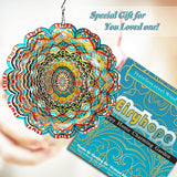 Mandala Wind Spinner - Lucky Star Design | 12-Inch Laser Cut Stainless Steel, Kinetic Hanging Wind Sculpture for Garden, Porch, Patio, Home | Outdoor 3D Metal Windcatcher & Yard Art