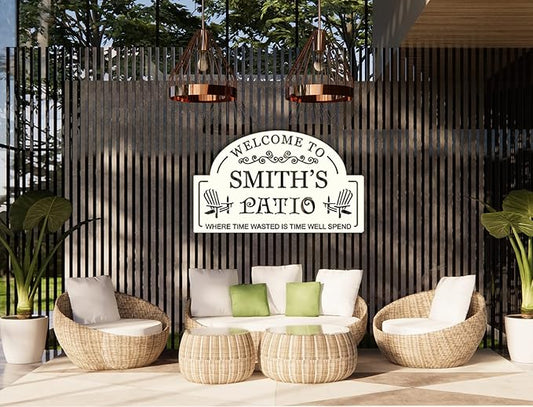 Personalized Metal Patio Sign, Welcome to Patio Wall Decor, Custom Outdoor Large Patio Signs, Personalized Outdoor Signs for Patio, Backyard Metal Sign, Housewarming Present