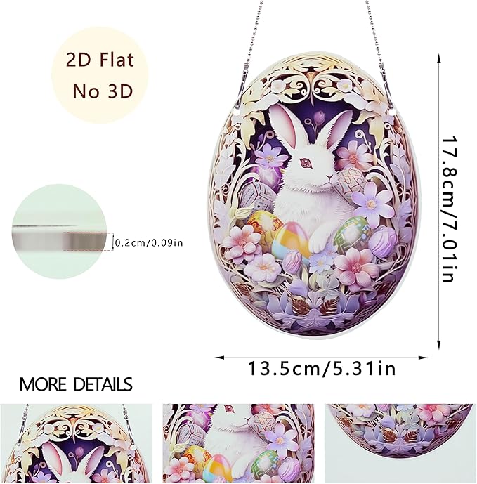 Easter Bunny Eggs Ornaments Colorful Window Hanging Decorations Home Wall Decor for Bedroom Patio Indoor Outdoor