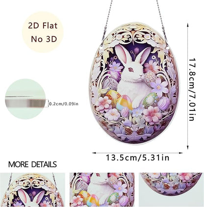 Easter Bunny Eggs Ornaments Colorful Window Hanging Decorations Home Wall Decor for Bedroom Patio Indoor Outdoor