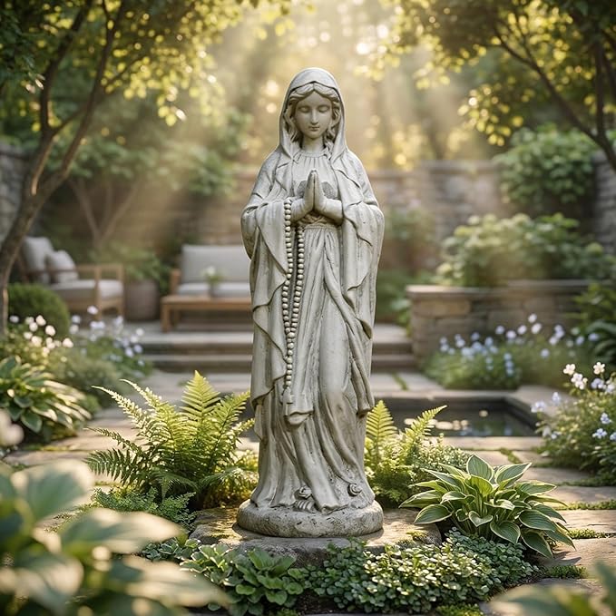 Virgin Mary Praying Statue, Outdoor 30 Inch Tall Large Religious Garden Statue, Blessed Mother Outdoor Statue, Virgen De Guadalupe Statues for Yard, Patio, Home Decor