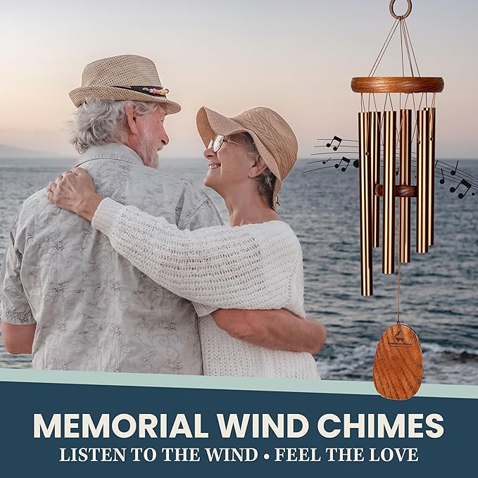 Woodstock Chimes Amazing Grace Wind Chime for Outside 16" Small Bronze, Outdoor Decor for Patio, Porch, Garden, Memorial Gift for Loved Ones AGSBR